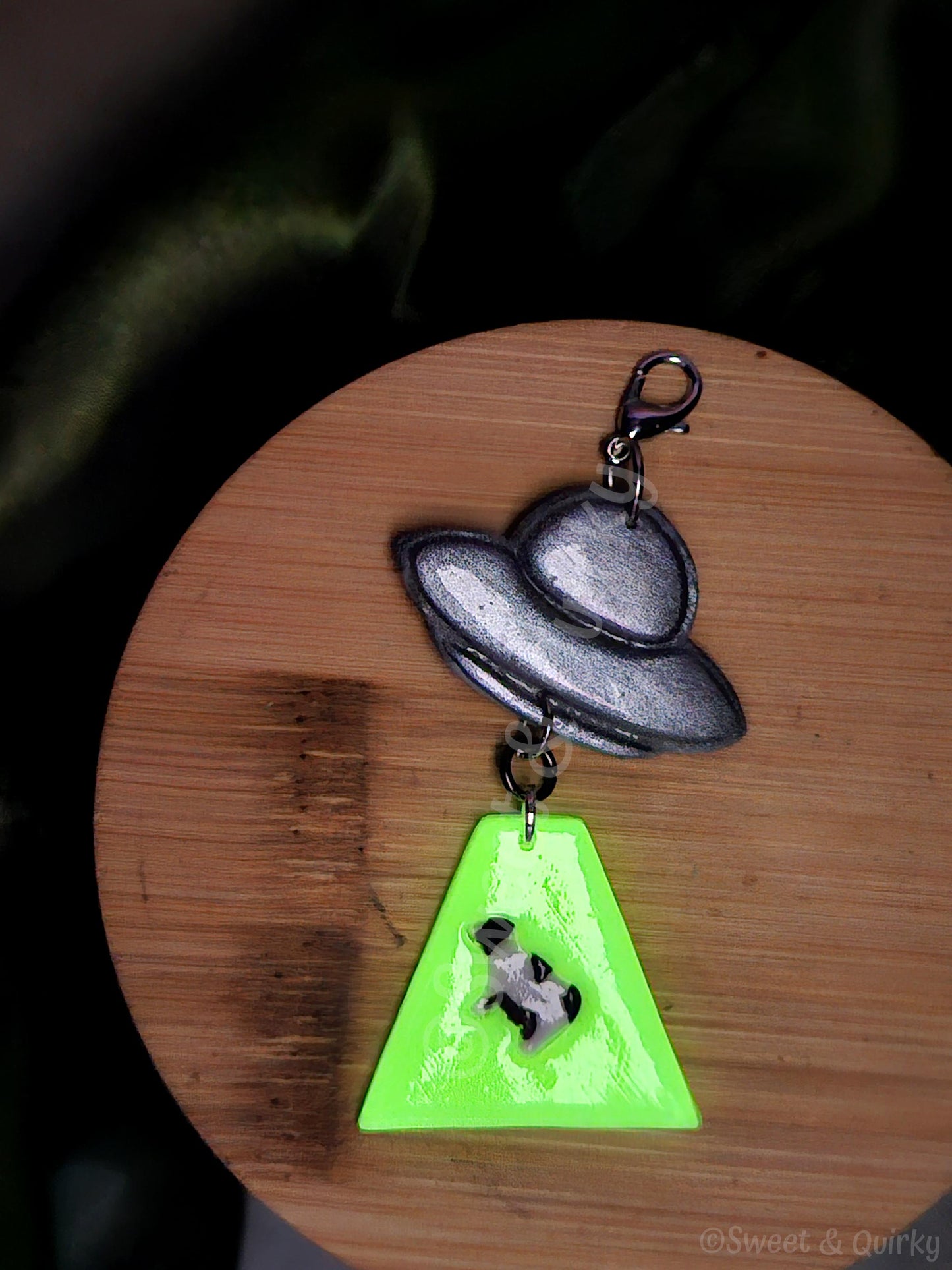 Abducted Cow - Glow-in-the-Dark UFO Jewelry