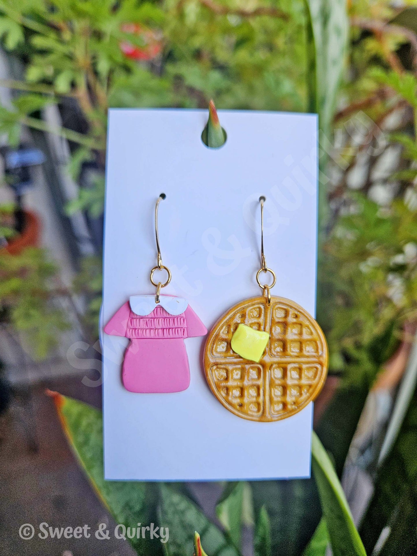 Eleven Earrings | Stranger Things Waffle Pink Dress Jewelry