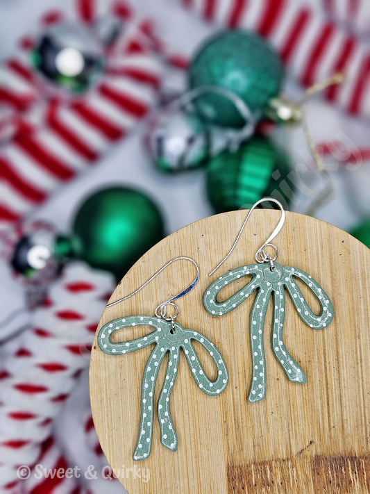 Christmas Ribbon Bow Earrings