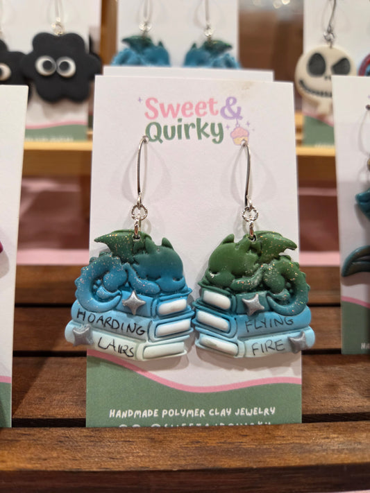 Dragon Hoarding Books Earrings