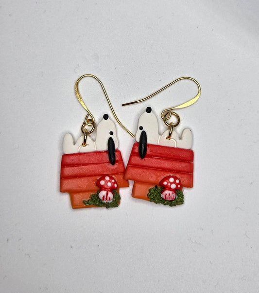 Beagle on Dog House Fall Earrings