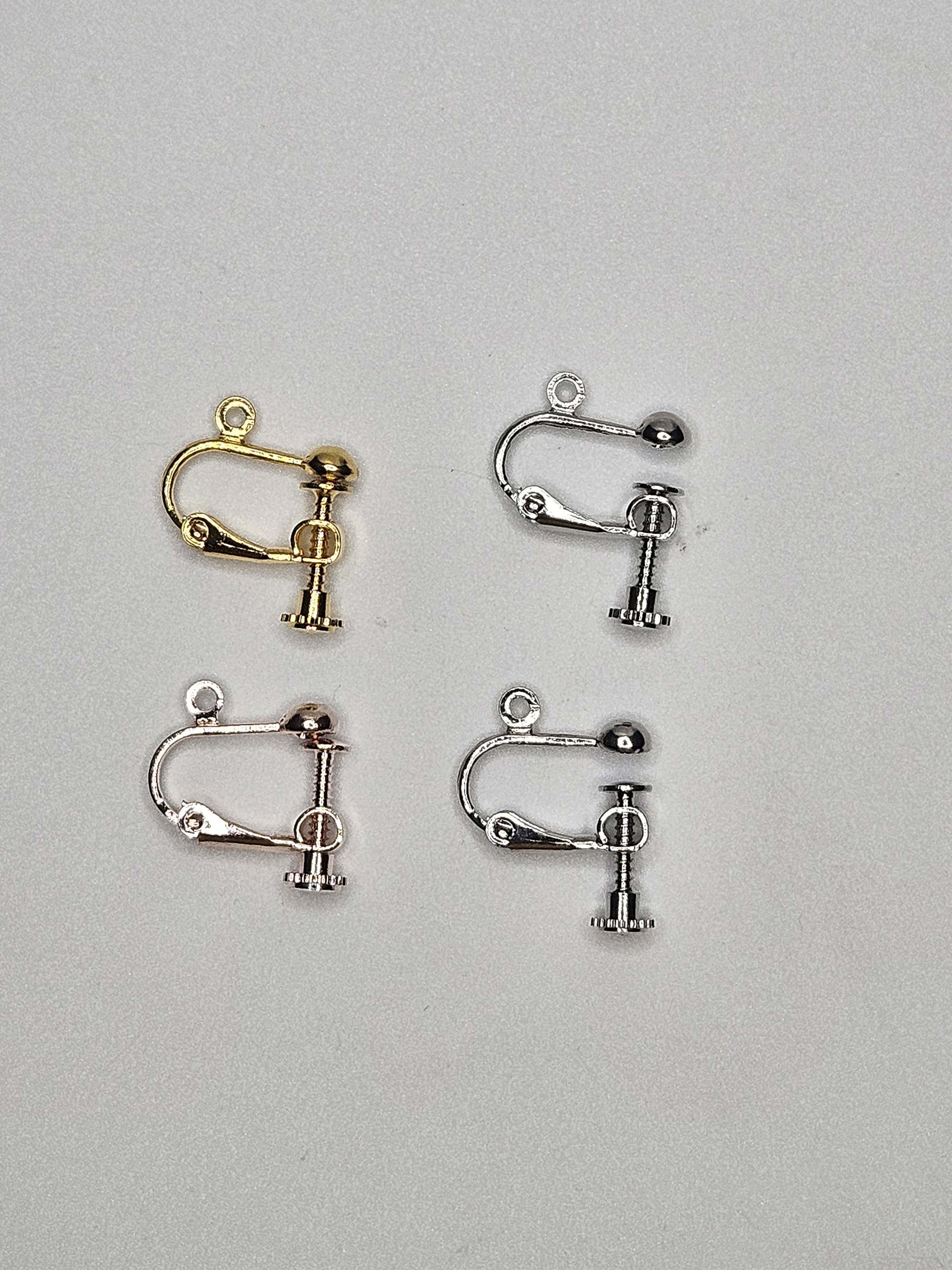 Four metal screw-on clip on findings