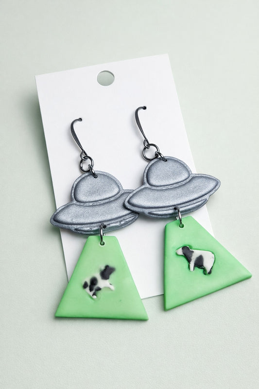 Abducted Cow - Glow-in-the-Dark UFO Jewelry