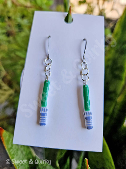 Sith and Jedi Lightsaber Earrings | Handmade Sci-Fi Gift