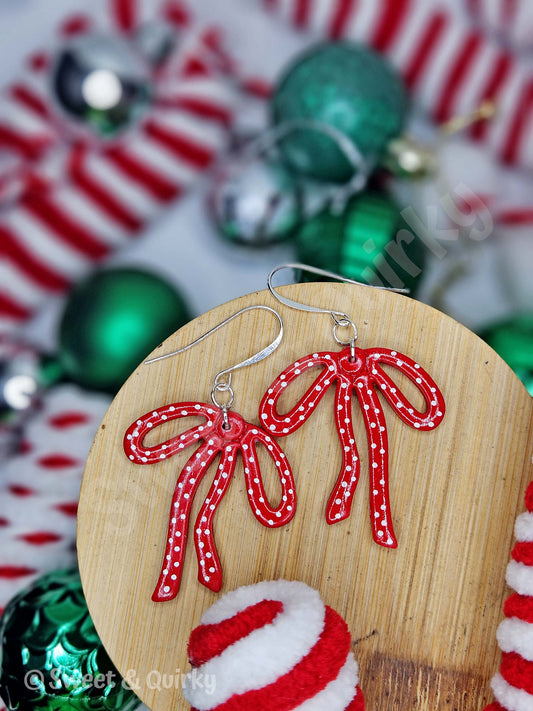 Christmas Ribbon Bow Earrings