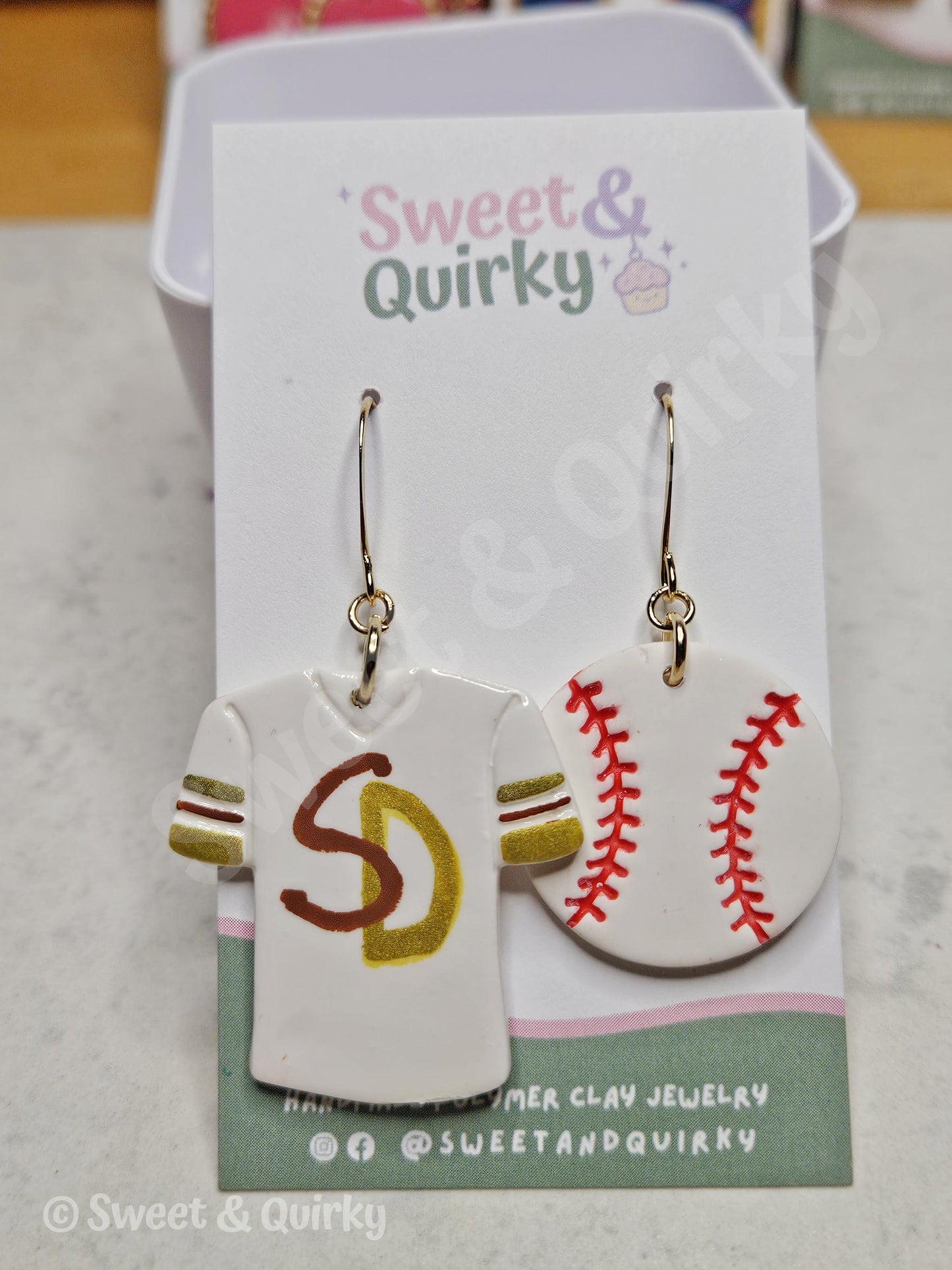 Jersey and baseball earrings