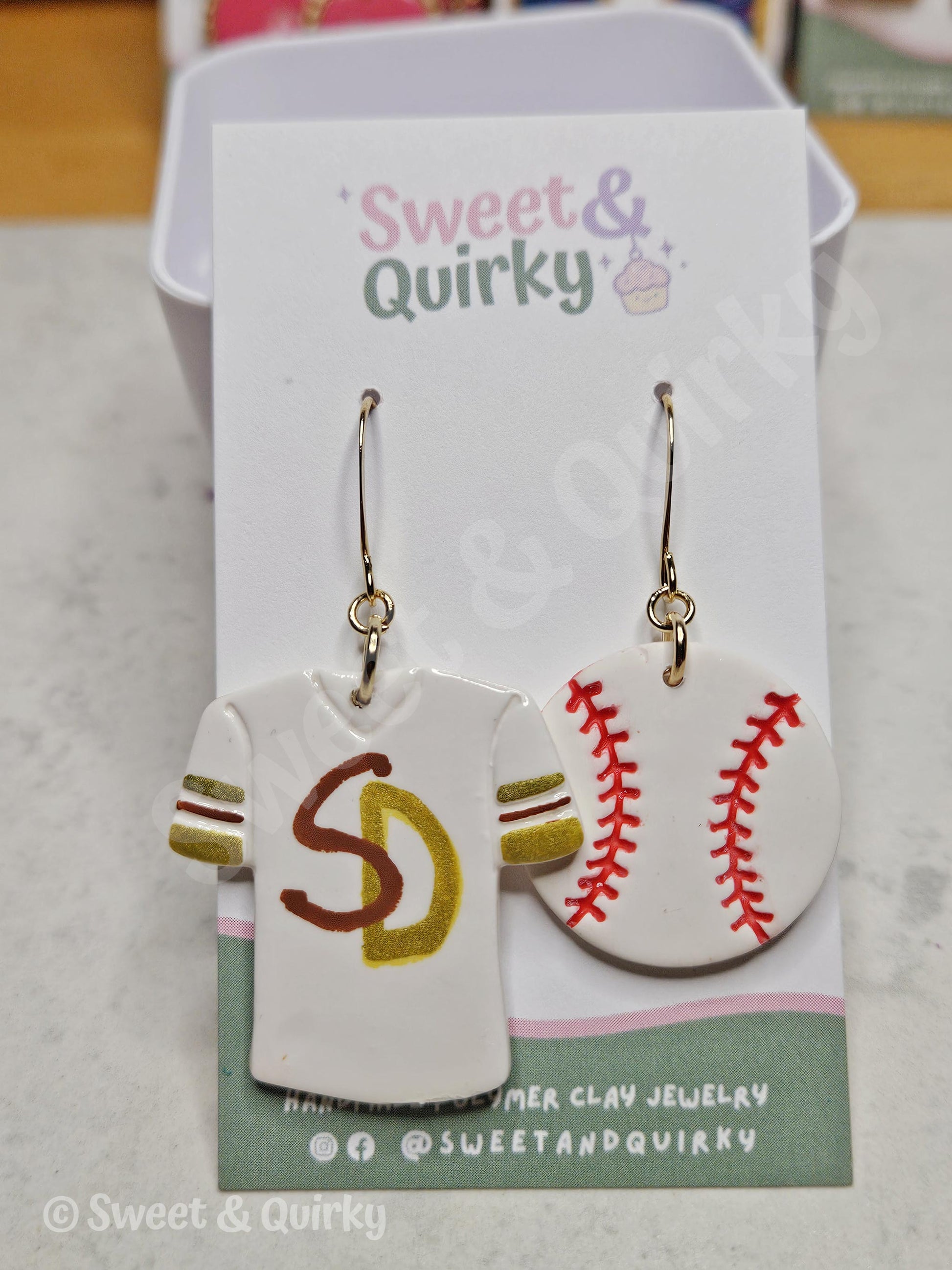 Jersey and baseball earrings