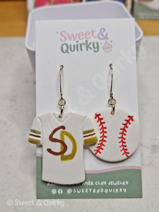 Jersey and baseball earrings